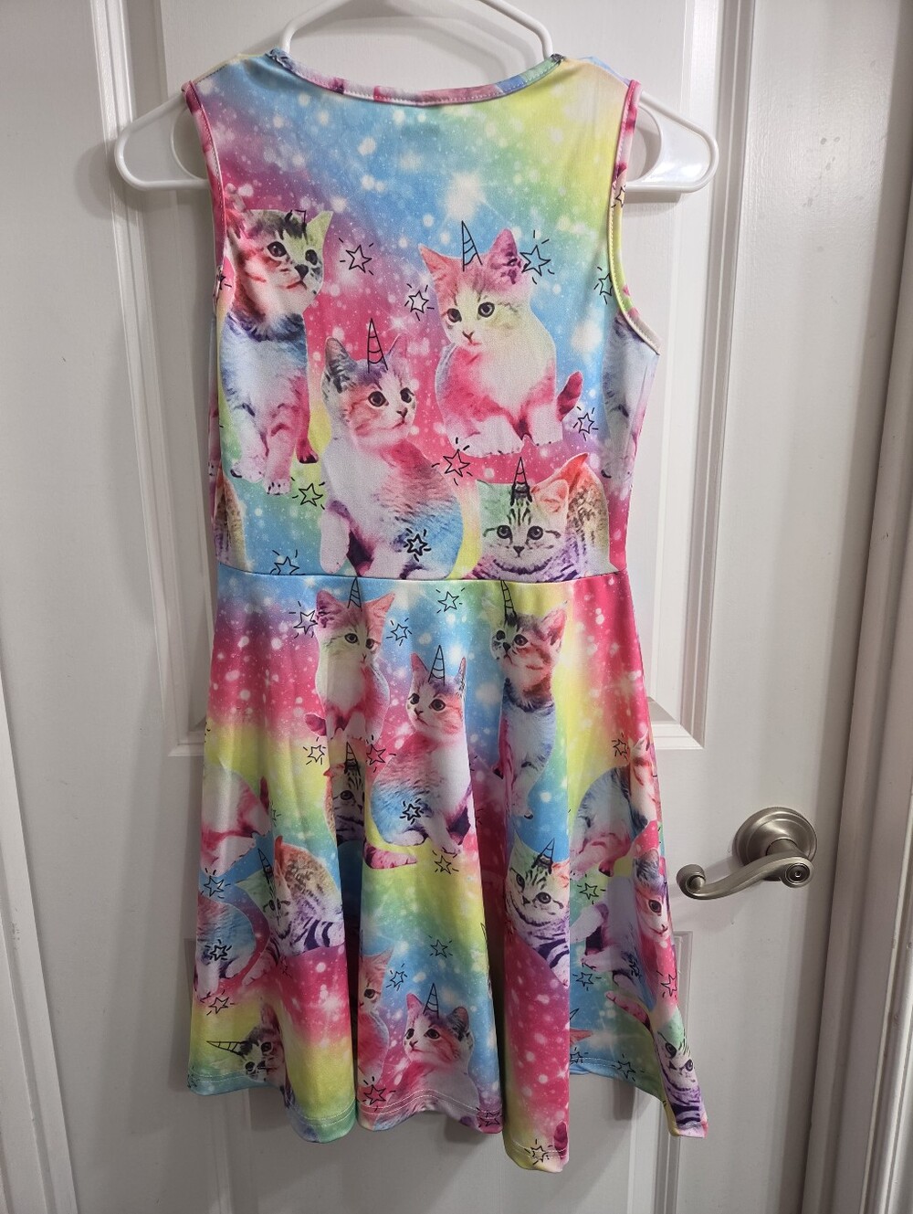 Skater Dress Girls XL Rainbow Caticorn Galaxy Print - Picture 4 of 6